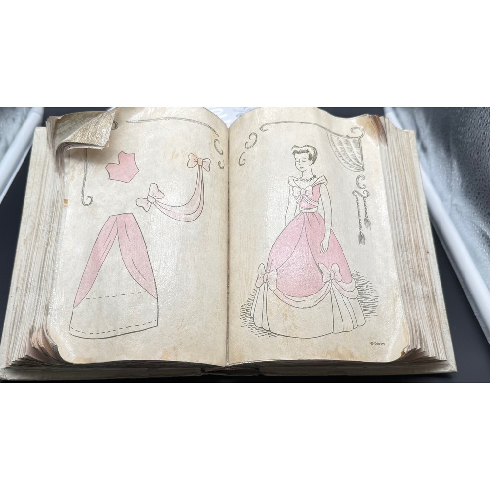 Disney Cinderella Storybook Prop Vintage Style Pink Dress Illustration Decor